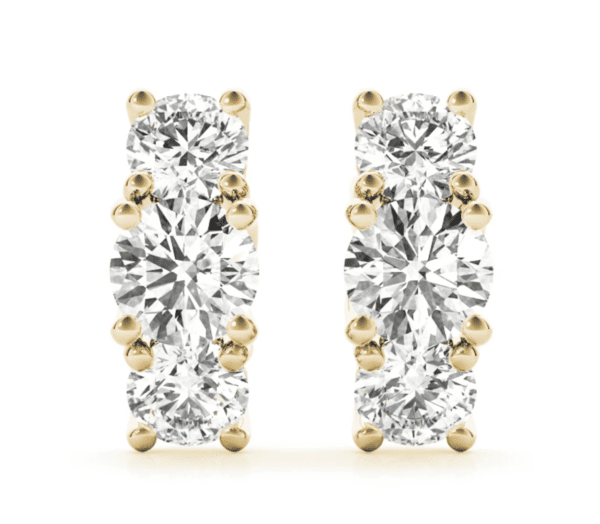 Triple Solitaire Prong-Set Earrings - Image 3